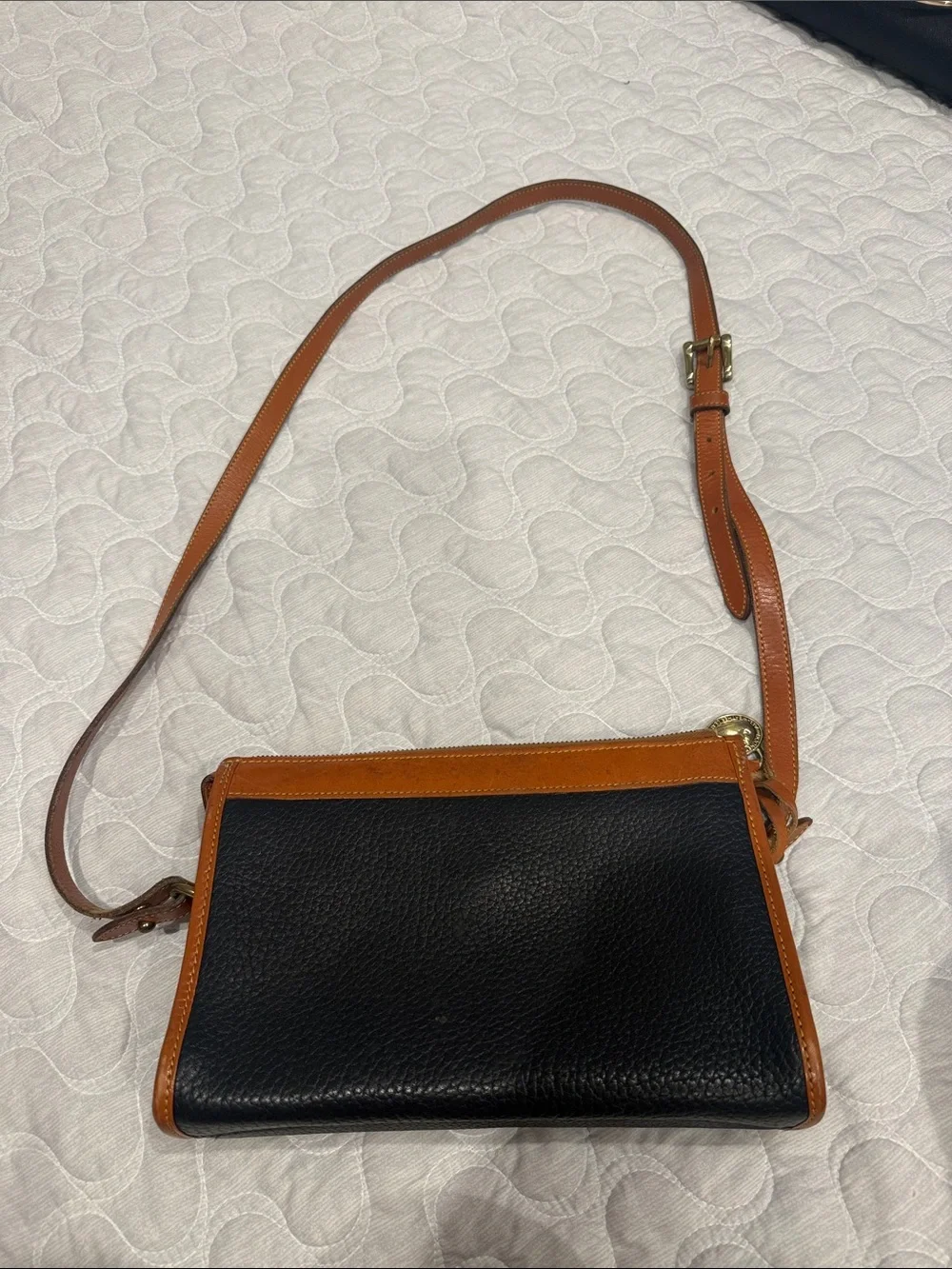 Vintage Dooney & Bourke Black and Brown Pebble Leather Crossbody Wallet
